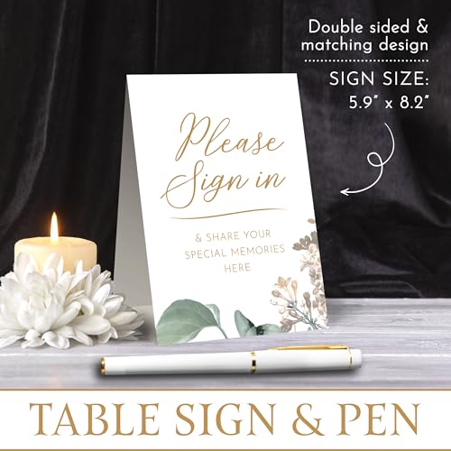 Elegant White Funeral Guest Book , 10 x 8 Inches 120 Pages Guest Book for Funeral , 360 Entries Guest book for Funeral and Memory , Memorial Service Guest Book with Pen and Sign , Memorial Guest Book