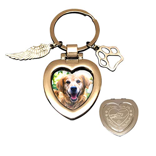 Pet Memorial Keychain for Dog or Cat, Magnetic Photo Locket Sympathy | Unique Hand-in-Hand Heart Design with Meaningful Wording,High-Quality Magnetic Cover,Pet Memorial Gift for Loss of Dog or Cat