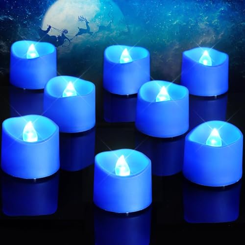 Homemory 50-Pack Blue Flameless Battery Tea Light Candles, 200+ Hours - color: Blue, size: Pack of 50