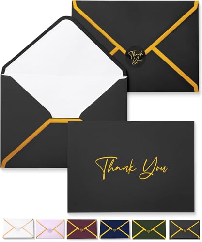 Mr. Pen- Blank Thank You Cards with Envelopes, 20 Pack, 4x6 | Gold Foil Thank You Notes with Envelopes, Black Wedding Thank You Cards Wedding, Thank You Note Cards, Fathers Day Gift - color: Black