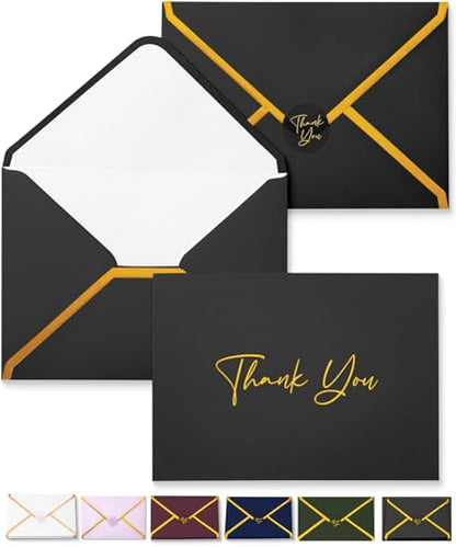 Mr. Pen- Blank Thank You Cards with Envelopes, 20 Pack, 4x6 | Gold Foil Thank You Notes with Envelopes, Black Wedding Thank You Cards Wedding, Thank You Note Cards, Fathers Day Gift - color: Black