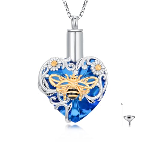 Urn Necklaces for Ashes 925 Sterling Silver Cremation Necklace Ash Pendant Memorial Jewelry Keepsake Gifts for Women - style: 1-Bee