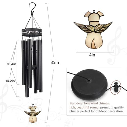 Pet Memorial Wind Chimes for Dogs, 30 Inches Paw Print Pet Remembrance Gift - color: Dogwings