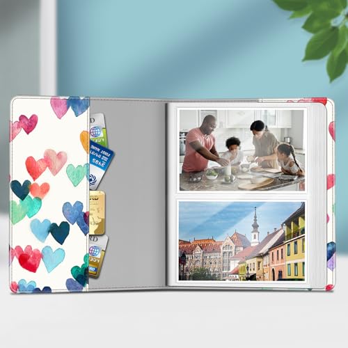 Fintie Photo Album 4x6 Photos - 112 Pockets Wallet Albums Memory Book | Vegan Leather Cover, 4X6 Picture Keepsakes, Family/Wedding/Travel Memory Book, Baby/Kids/Boys/Girls Gift, Raining Hearts - color: raining hearts