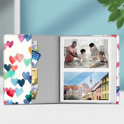 Fintie Photo Album 4x6 Photos - 112 Pockets Wallet Albums Memory Book | Vegan Leather Cover, 4X6 Picture Keepsakes, Family/Wedding/Travel Memory Book, Baby/Kids/Boys/Girls Gift, Raining Hearts - color: raining hearts