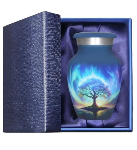 M MEILINXU Blue Tree of Life Urn, Small Urn, Keepsake Urns for Human Ashes - color: Blue, size: Small / Keepsake