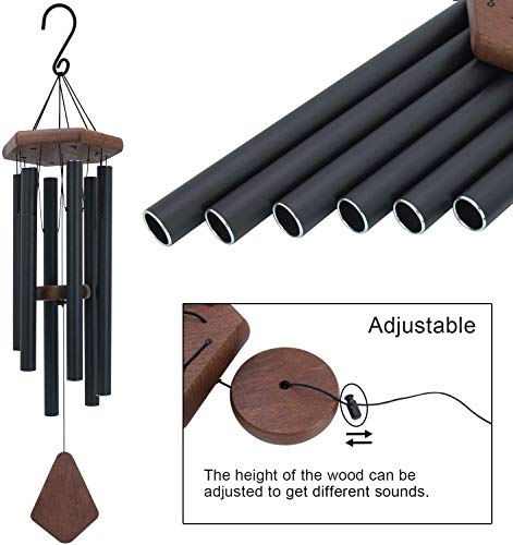 Wind Chimes for Outside, 30" Black Aluminium Wind Chime with Wind Catcher, - color: Black, size: 30"