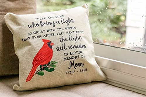 Canary Road Custom Sympathy Gift in Memory of Pillow | Cardinal Memorial Present | Remembrance Funeral Loved One Family Friend