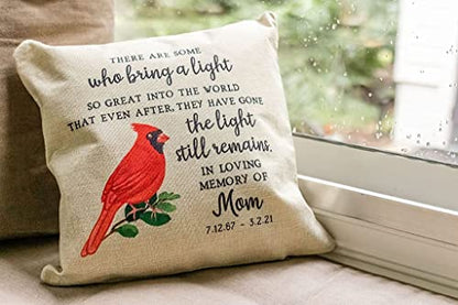 Canary Road Custom Sympathy Gift in Memory of Pillow | Cardinal Memorial Present | Remembrance Funeral Loved One Family Friend