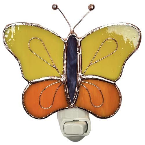 Gift Essentials Yellow Butterfly Plug-in Night Light - Stained Glass | Yellow Butterfly Stained Glass Plug-in Nightlight with On/Off Rocker Switch. Includes One 4-Watt Replaceable Warm-Glow Bulb. - color: Yellow Butterfly