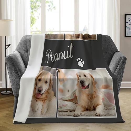 Ship Next Day, Personalized Pet Memorial Gifts, Custom Dog Blanket with Pictures Name, Customized Pet Memorial Photo Blanket, Loss of Pet Sympathy Gift, Dog Passing Away Bereavement Gifts - color: Dog Blanket 2