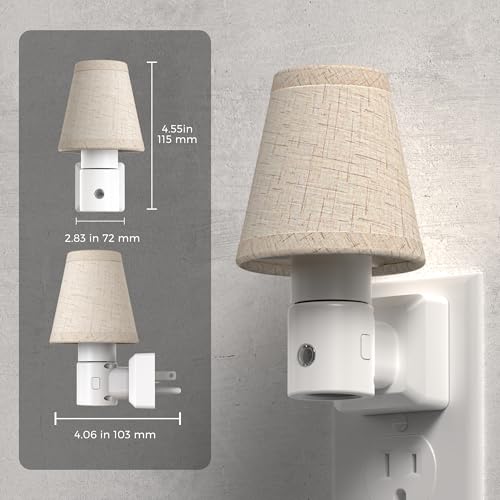 L LOHAS LED Night Lights Plug into Wall, Plug in Night Light Dimmable 100LM | Soft Warm Nightlight, Light Sensor, Rotatable Base, Linen Fabric Nightlights Plug in Wall, Bathroom Kitchen Farmhouse, 1 Pack - color: Beige-3000K