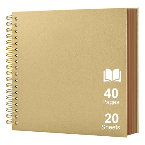 7x7 Inch DIY Scrapbook Album, Hardcover Kraft Paper Memory Book, 40 Pages (20 Sheets) Photo Album for 4x6 Pictures, Ideal for Family, Wedding, Christmas, Anniversary & Travel Memories - color: Brown, size: 7 Inch 20 Sheet/ 40 Pages
