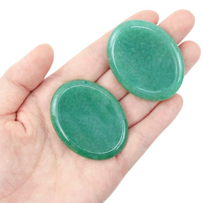 Thumb Worry Stone Green Aventurine Crystal Trinkets Crystals and Healing Stones Oval Natural Fidget Meditation Accessories Gemstones Reiki Pocket Palm Tiny Anxiety Relief Items for Women Men - color: Green-aventurine