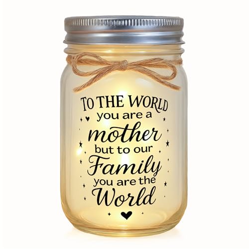 Mason Jar Night Light Gift for Mom Mother, Stepmother, Grandma - Engraved "You Are The World" Gift for Birthday & Mother's Day, Christmas Home Decor - style: To My Mom