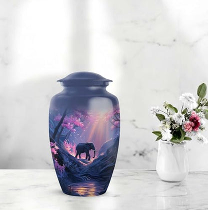 Cremation Urns Elephant Set of 2 - Blue Funeral Keepsake Urns for Ashes - color: Elephant-3, size: combo-1