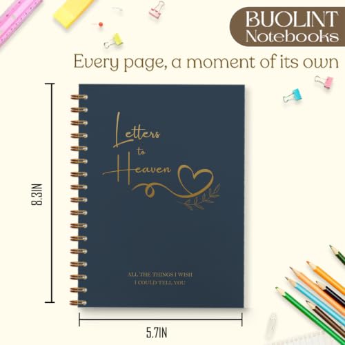 Letters to Heaven Grief Journal Gift, 5.5x8.3in（Golden） - color: Bule Gold