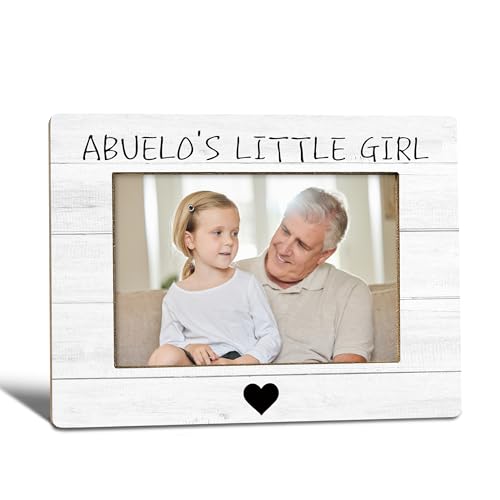 Abuelo's Grandpa Gifts From Granddaughter Picture Frame, Grandpa Gifts for Father's Day, Abuelo's Little Girl Photo Frame 4X6, Grandfather Wooden Photo Picture Frames for Desk Tabletop Decor - color: abuelo's