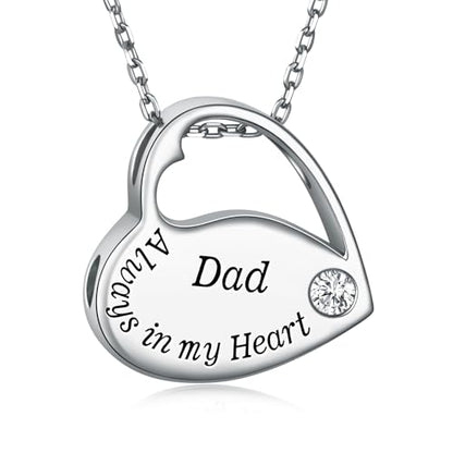 S925 Sterling Silver Heart Urn Necklace Memorial Ashes Keepsake Jewelry - style: Dad