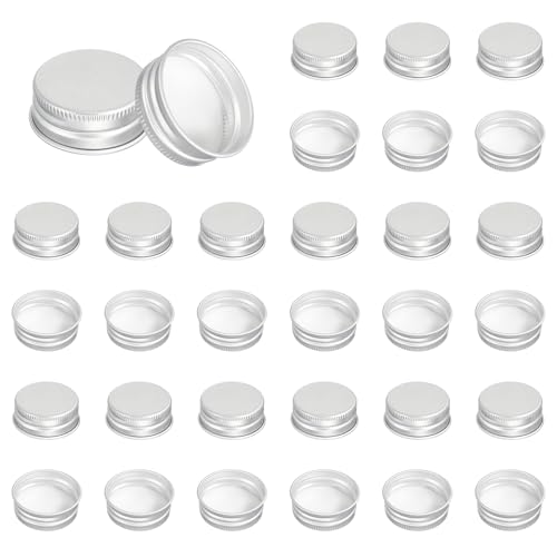 PATIKIL 32mm Metal Round Screw Lids, 36 Pcs Aluminum Mason Jar Lids Screw Top Caps for Lab Home Storage Jars Gallon Jugs Glass Snack Containers Liquid Storage, Silver Tone - size: 32mm
