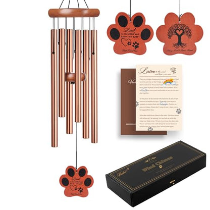 VENBEEL Dog Memorial Gifts for Loss of Dog, 28" Pet Memorial Wind Chime, Pet Loss Passing Away Remembrance Bereavement Gift - color: C-petpaw-gold