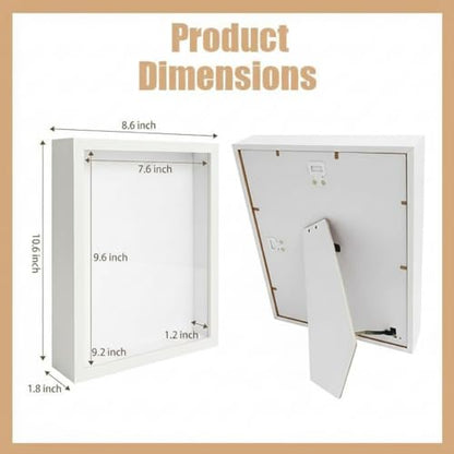 4 Pack Shadow Box Frame Display Cases, 8"x 10" Wood Deep Black Handicrafts Shadowbox Picture Frame for Flowers Jersey Baby Wedding Dress（White） - color: White, size: 8X10