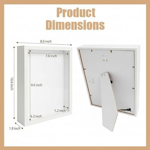 4 Pack Shadow Box Frame Display Cases, 8"x 10" Wood Deep Black Handicrafts Shadowbox Picture Frame for Flowers Jersey Baby Wedding Dress（White） - color: White, size: 8X10