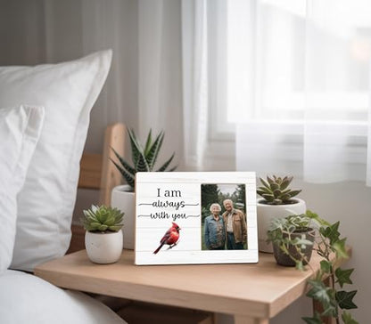 Red Cardinal Gifts Picture Frame,Memorial Sympathy Bereavement Gifts Picture Frame for Loss of a Loved One,I am Always With You Photo Frame - color: Brown