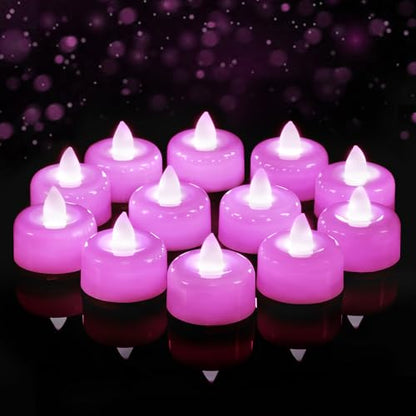 Amagic 12Pack Light Purple Fake LED Tea Lights Candles Battery Operated - color: Light Purple, size: 12 Pack