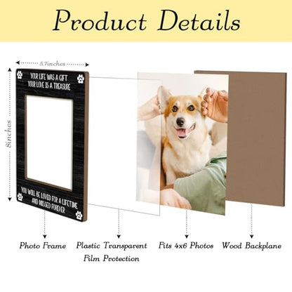 Dog Memorial Picture Frame Pet Memorial Frame, 4x6 Wooden Frame with Stand, Sympathy Gifts Pet Memorial Gifts For Loss Of Pet, Home Office Desk Shelf Decorations -50 - style: Pet Memorial