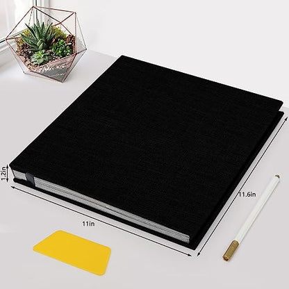 Zesthouse Photo Album Self Adhesive Pages, 60 Pages Magnetic Scrapbook Albums with Sticky Page, Photos Album Holds 8x10 & 5X7 & 4x6 & 6x8 & 3x5, Large Picture Book Ideal Gift for Family Wedding Baby - color: Black, size: 11"x10.6"/Black 60 Pages