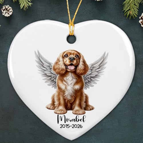 Personalized Cocker Spaniel Forever Loved Ceramic Ornament Gift, Cocker Spaniel Angel Wings Xmas Ornament 2026, Custom Name Cocker Spaniel Memorial Ceramic Ornament, Cocker Spaniel Sympathy Ornament - color: Cocker Spaniel Ornament