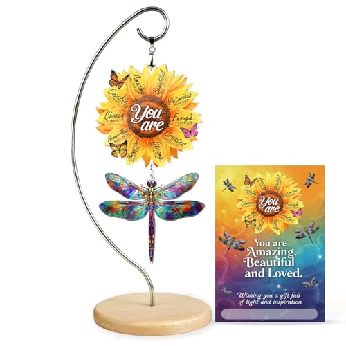 Dragonfly Sunflower Gifts for Women - Dragonflies Christian Desk Decor | Dragonfly Christmas Ornament, Christian Ornaments For Women, Faith-Based Religious Christmas Gift for Mom, Birthday Gifts - color: 02 - Sunflower Dragonfly
