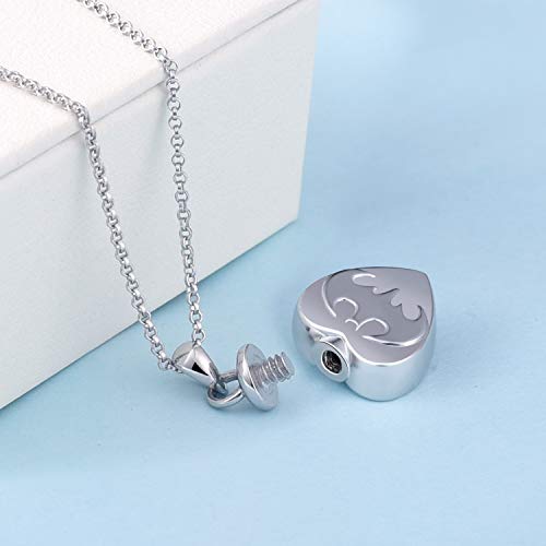 BEILIN 925 Sterling Silver Heart Cremation Jewelry Keepsake Urn Necklace for ashes : Forever in My Heart - style: Bat