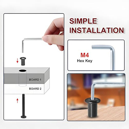 M6 Hex Drive Socket Cap Bolt Kit, Black, 30 Sets | M6x16/25/35/45/55mm, Includes Allen Wrench, Countersunk Screw Barrel Nuts, Binding Screws, For Cabinet - color: Black, size: M6x16/25/35/45/55mm