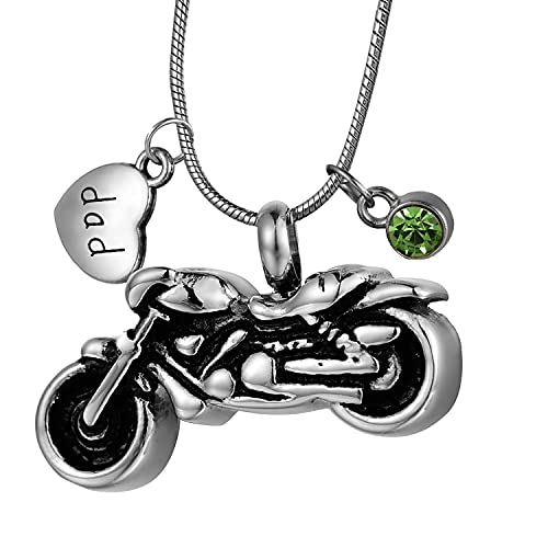 COCO Park Engraved Motorcycle Cremation Urn Pendant Necklace Punk Personalized Ashes Holder Keepsake Memorial Jewelry - color: Style 2 (Engraving)