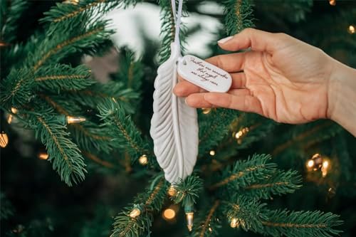 Ceramic Feather Ornament - Sympathy Gift to Remember Angels - color: Feathers Are Reminders That