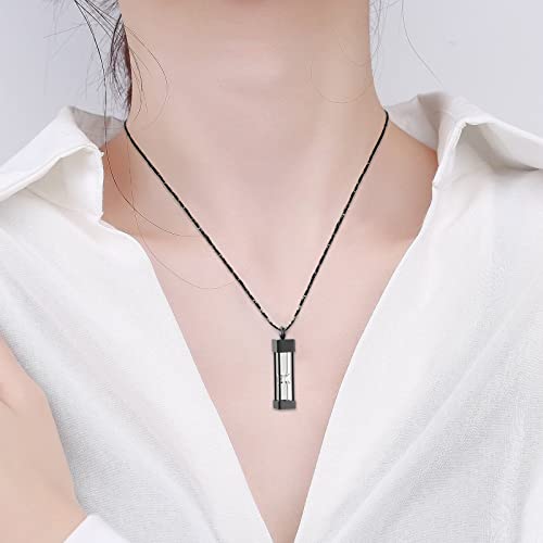 Imrsanl Glass Hourglass Urn Necklace Cremation Jewelry for Ashes - color: Black