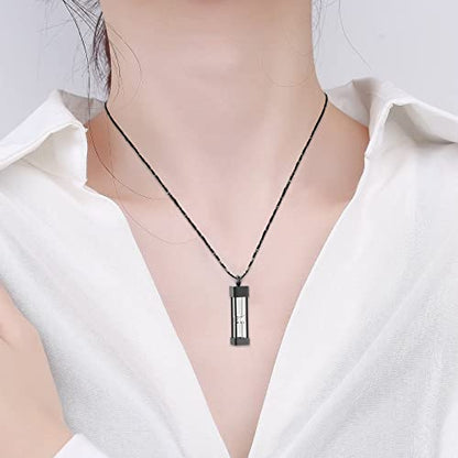 Imrsanl Glass Hourglass Urn Necklace Cremation Jewelry for Ashes - color: Black