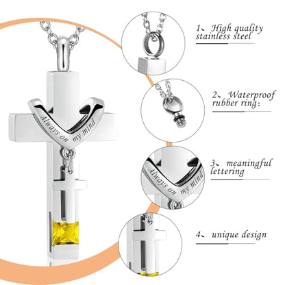 Fumete 5 Pcs Urn Necklaces for Ashes Cremation Jewelry - color: Light Yellow