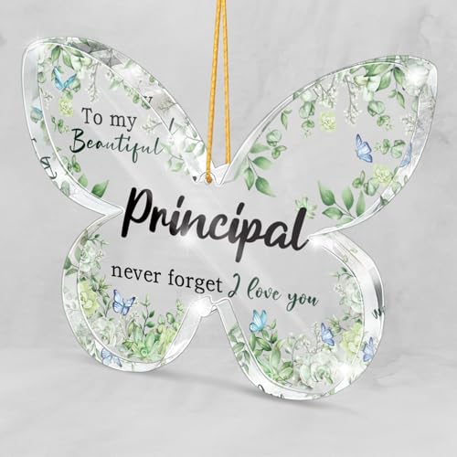 Principal Gift, Green Butterfly Acrylic Thank You Gift, Perfect Decoration for Principal's Day, Teacher's Day, Birthday, Retirement, Home and Office Decoration 3.1x2.1 Inch - color: Principal