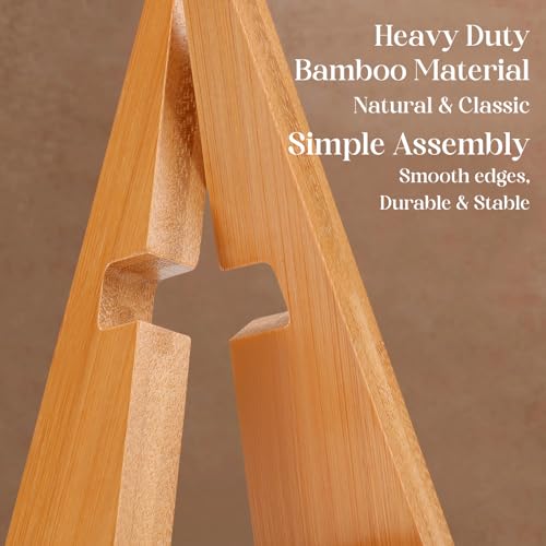 XKDOUS 2 Pack Plate Stand for Display Wood Picture Frame Cookbook Holders - color: Bamboo, size: 6.5'' 2 Pack