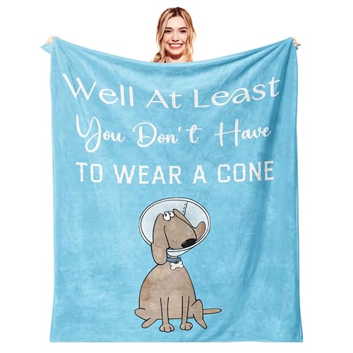 Get Well Gifts for Women/Men After Surgery Blue Blanket 50"x60" | Feel Better/Get Well Soon Gifts for Women, Surgery Recovery Gift for Men, at Least You Dont Have to Wear A Cone - color: Get Well Gifts-light Blue, size: 50"X60"