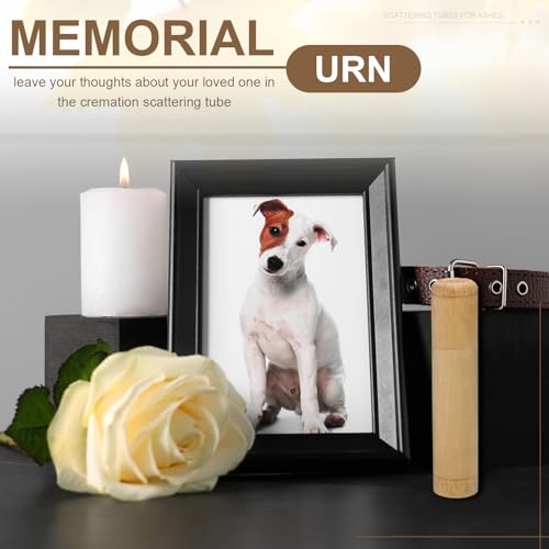 uxcell 4pcs Bamboo Scattering Urn, 9.1" x 1" Small Cremation Tube with Lid Mini Keepsake Brown for Male Female Pet Dog Brown - size: 9.1" x 1"