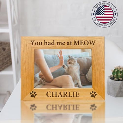 Personalized Dog Picture Frame with Gift Box, 5x7 Wooden Pet Photo Frame - color: Wood Frame, size: Landscape 5X7