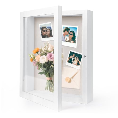 HOUSE DAY 11x14 Deep Shadow Box Frame with Linen Back, Pins, White - color: White, size: 11x14