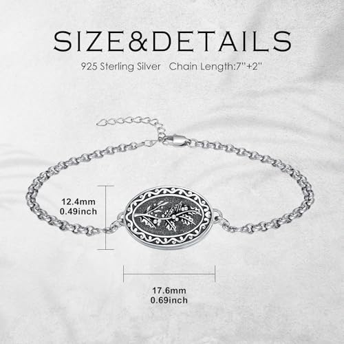 Birth Flower Photo Locket Bracelet 925 Sterling Silver 12 Month Locket Bracelet with Picture Birth Flower Photo Jewelry Gifts for Women Mother Mom Daughter - style: 12-December-Holly