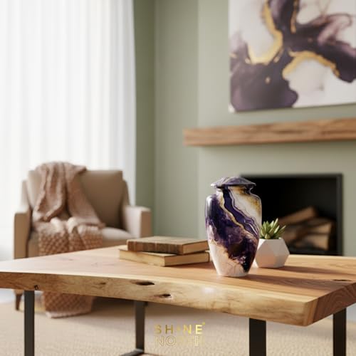 Dream River Cremation Urn for Human Ashes – Full Adult Size Funeral Urn (200 Cubic Inches) with Secure Threaded Lid – Elegant Memorial Urn Home Display - size: Large