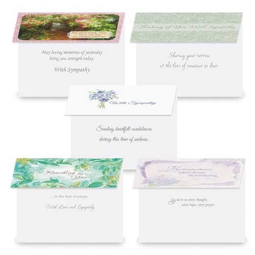 Current Condolences Card Set, Set of 40 | Mega Sympathy, 40 Count, 20 Designs, 5" x 7" Folded, Envelopes Included, Bulk Pack - style: Mega 1