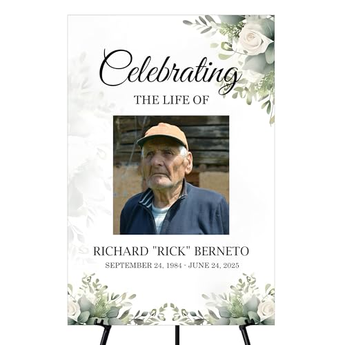 Memorial Sign, In Loving Memory Celebration of Life Display With Easel, Personalized Photo Funeral Board Decoration, Custom Forever Loved Signage With Picture, Multiple Size & Material, IA8 - color: Theme 8
